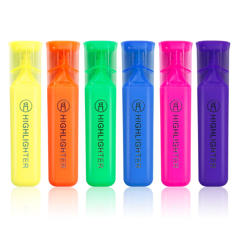 KHY Pastel Jumbo Highlighters 6 Colors Display Stand Pen Set Non-Toxic Marker