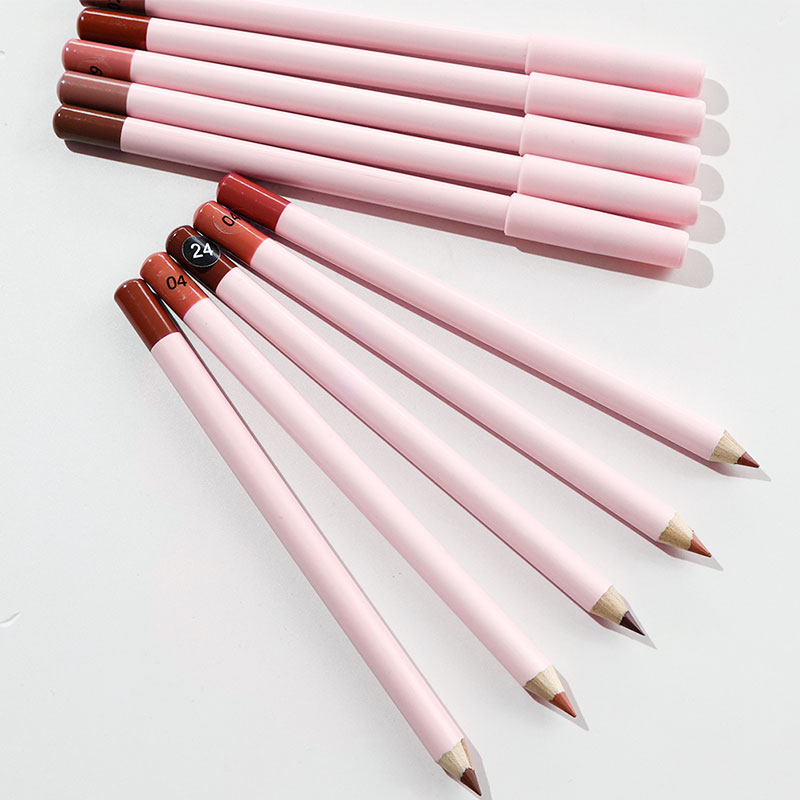 Pink Pencils Long Lasting Smudge Proof Brown Lip Liner Wholesale Custom Waterproof Vegan Creamy Lip Liner Private Label