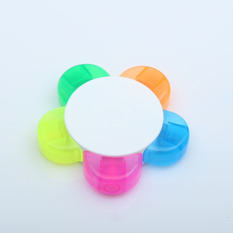 Custom Logo 5-Color Flower-Shaped Highlighter Pen Set