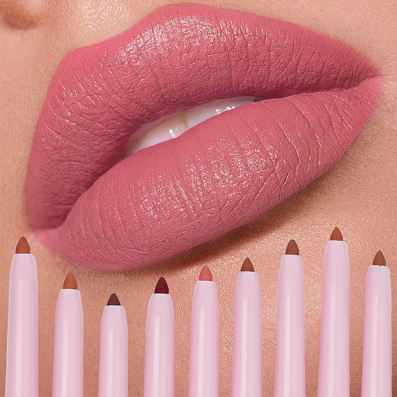 Private Label Custom Color Mineral Waterproof Twist-Up Retractable Lip Liner Pencil for Dark Skin-15 Colors Longlasting