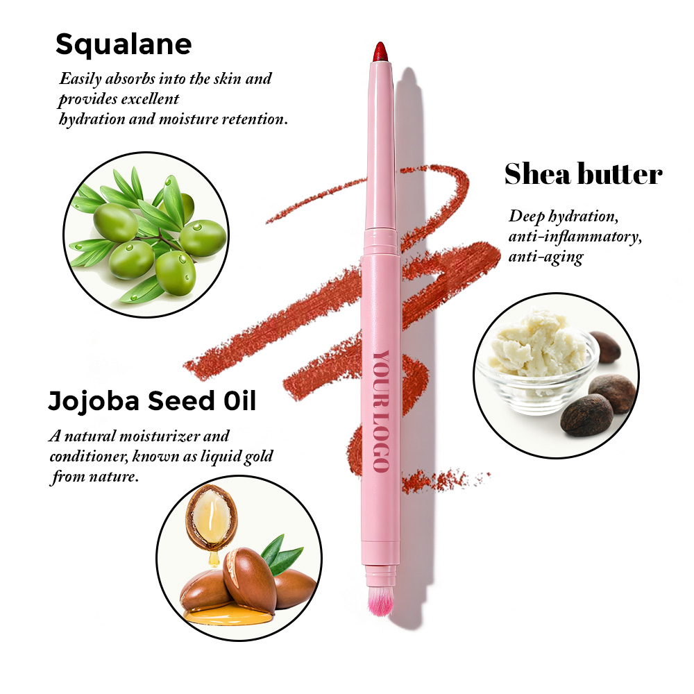 Creamy Lip Liner with Brush Smudge Proof Waterproof Long Lasting Lip Liner Pencil Custom Private Label