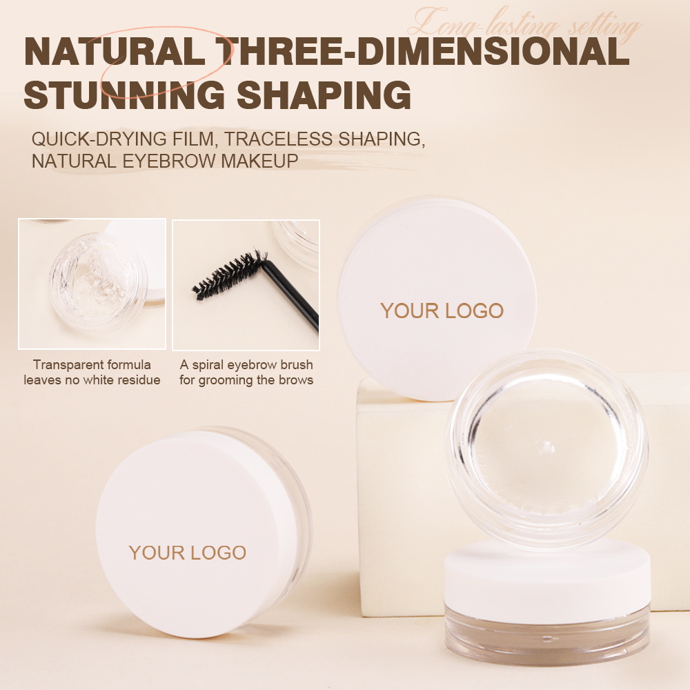 Custom Logo Makeup Natural and Waterproof EyeBrow Wax Private Label Vegan Long Lasting Shaping Clear Eyebrow Wax with Brush