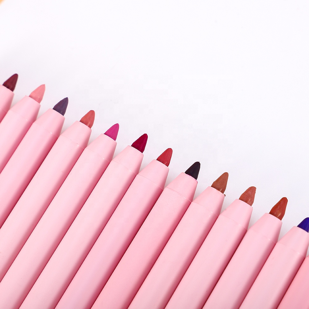 Private Label Cosmetics Pink Lipliner Lip Liner Makeup Vegan Cruelty Free Waterproof Long Lasting Matte Creamy Lip Liner Pencil