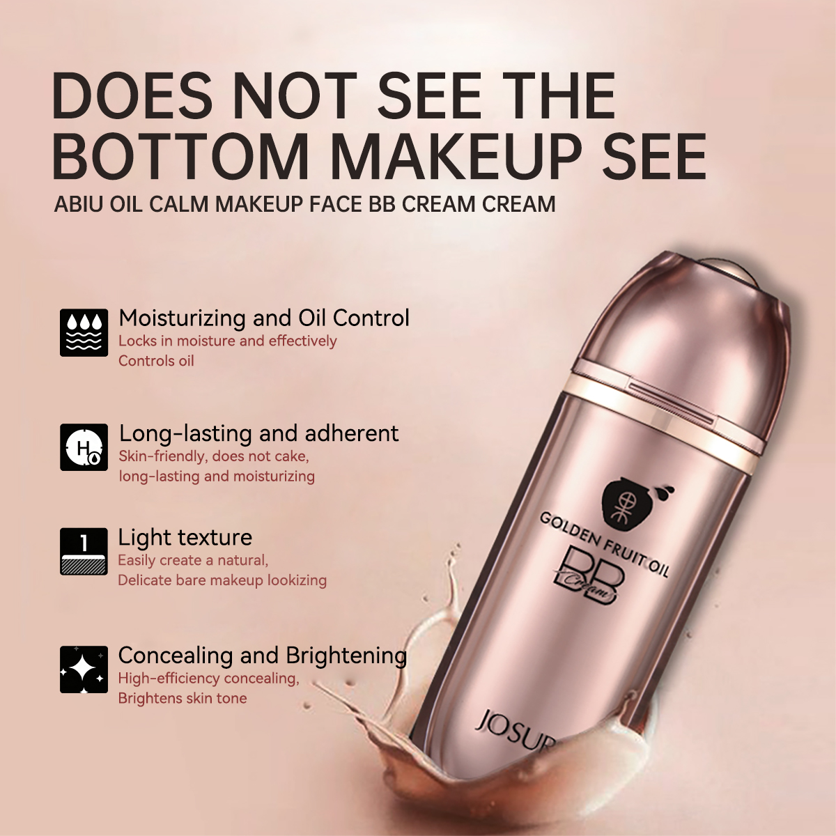 Hot Sales Brighten Oil Control Long Lasting Face Make up Bb Creamfoundation Whitening Golden Furit Oil BB Cream