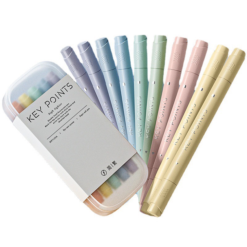 Morandi Light Colored Dual Tip Highlighters Marker Pen with Container Multiple Colors Customize Logo School Supplies Highlighter