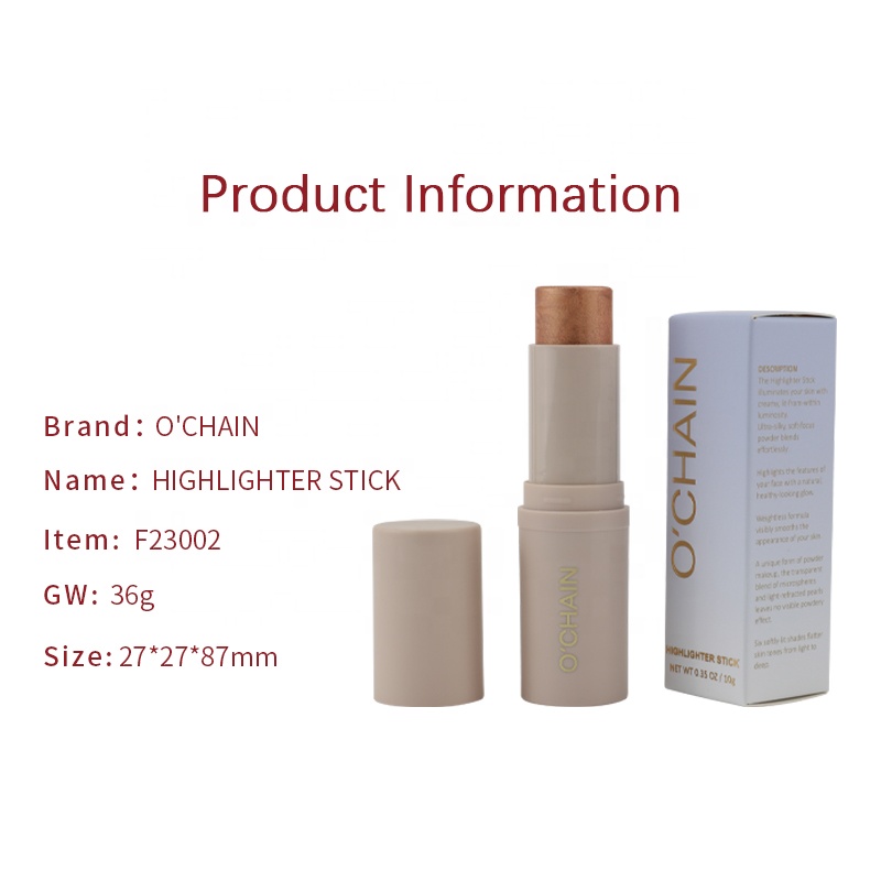 OCHAIN Wholesales Low Moq Vegan High Pigment and Waterproof with Brush Highlighter Stick