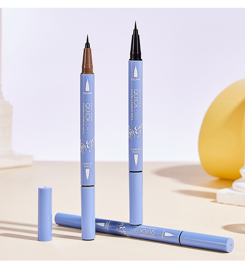 2-in-1 Eyeliner & Eyebrow Pencil: Waterproof 24H Long Lasting Eye Makeup with Forked Tip for 3D Natural Eyebrows - 1g+1g