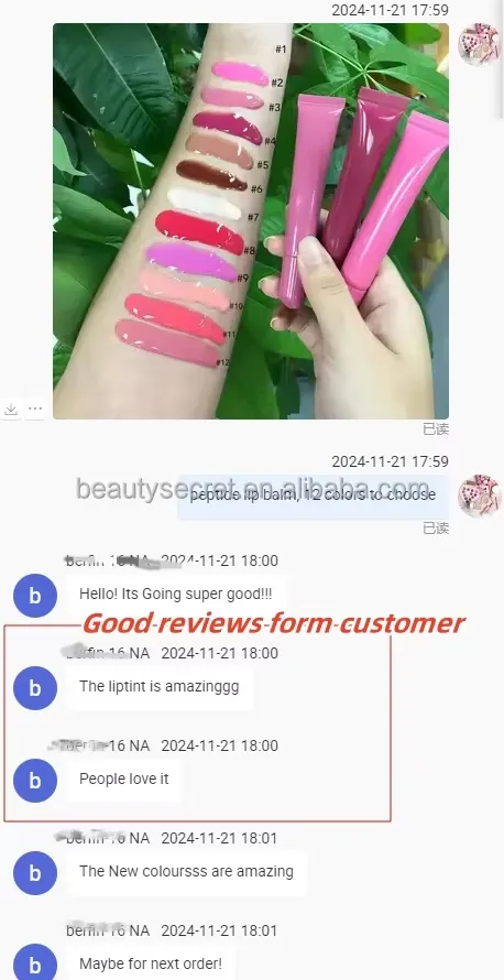 High Quality Vegan Moisturizing Custom Private Label Peptide Lip Gloss Lip Balm