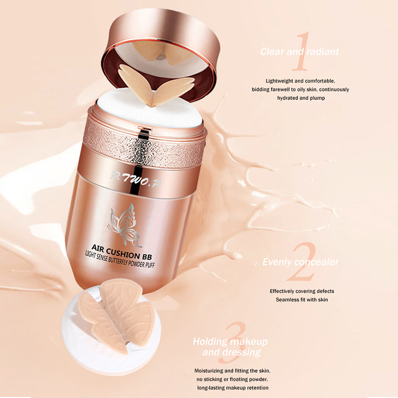 P.TWO.P 2 Color Butterfly Puff Air Cushion Pro Concealer Whitening Concealer Natural Nude Makeup Foundation BB Cream