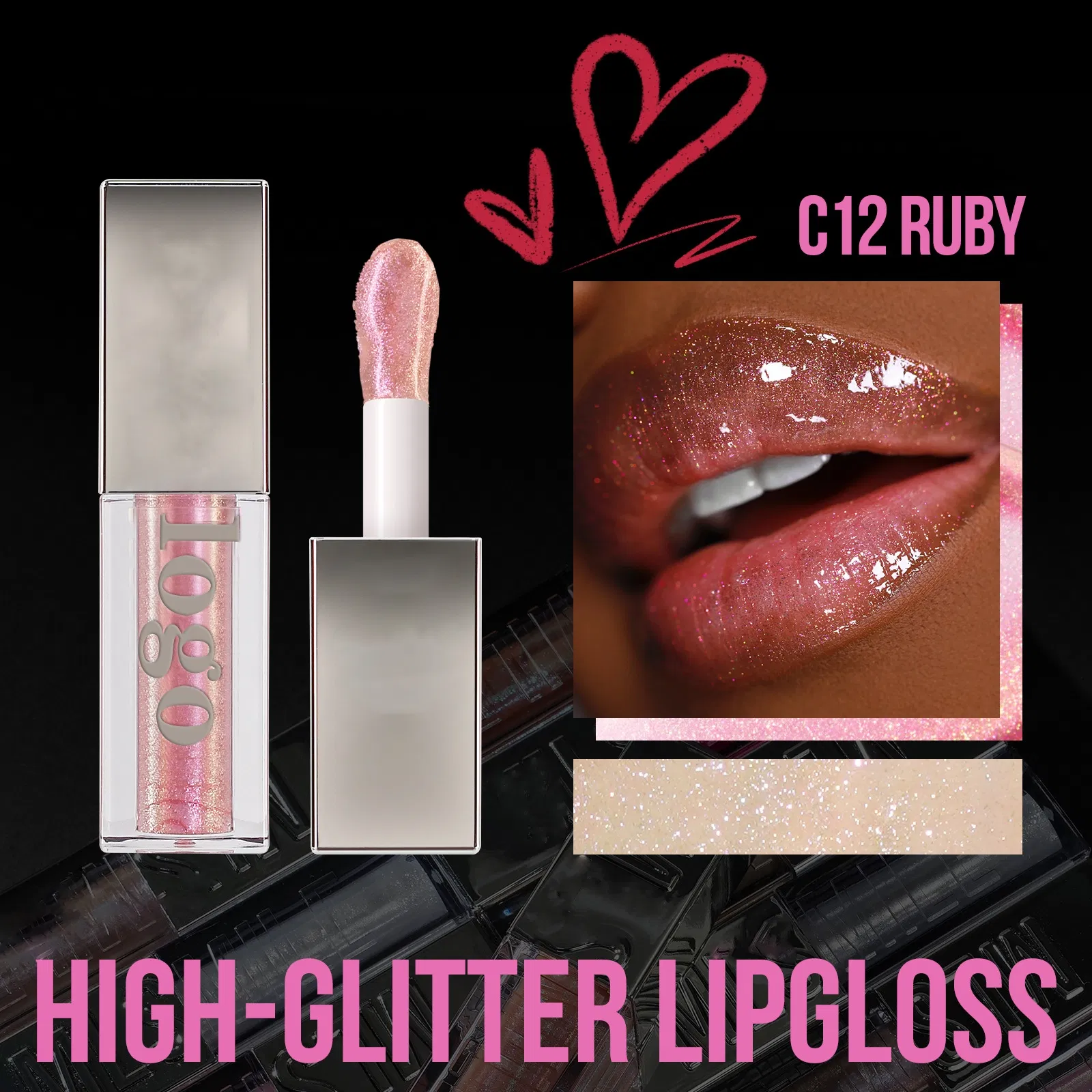 Makeup Vendor Professional Custom Shiny Finish Water-Light Glossy Glitter Lip Plumper Gloss