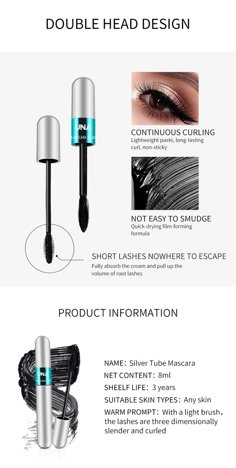 Private Label Mascara 2 in 1 Eye Lash Mascara Thick Curling 4D Double Head Mascara for Women