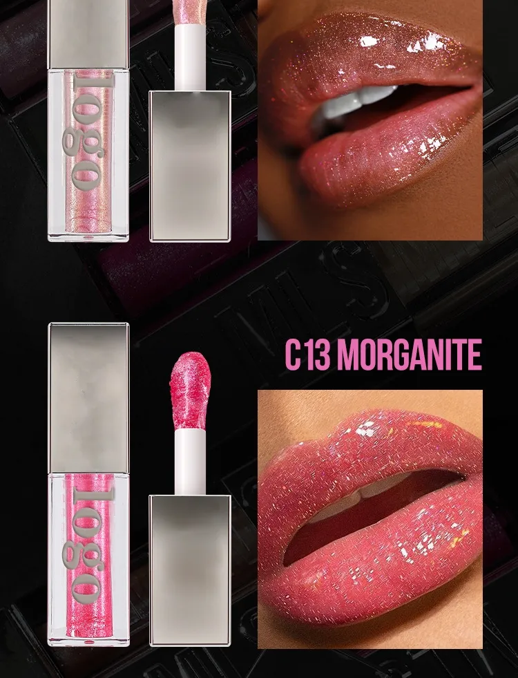 Makeup Vendor Professional Custom Shiny Finish Water-Light Glossy Glitter Lip Plumper Gloss