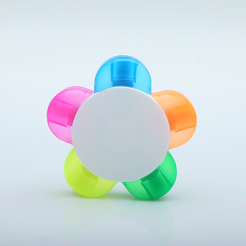 Custom Logo 5-Color Flower-Shaped Highlighter Pen Set