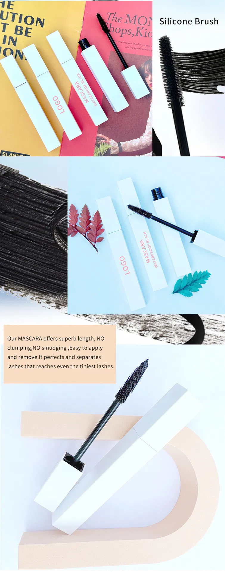 Waterproof Volume Eye Lash Makeup Natural Organic Vegan White Tube Mascara