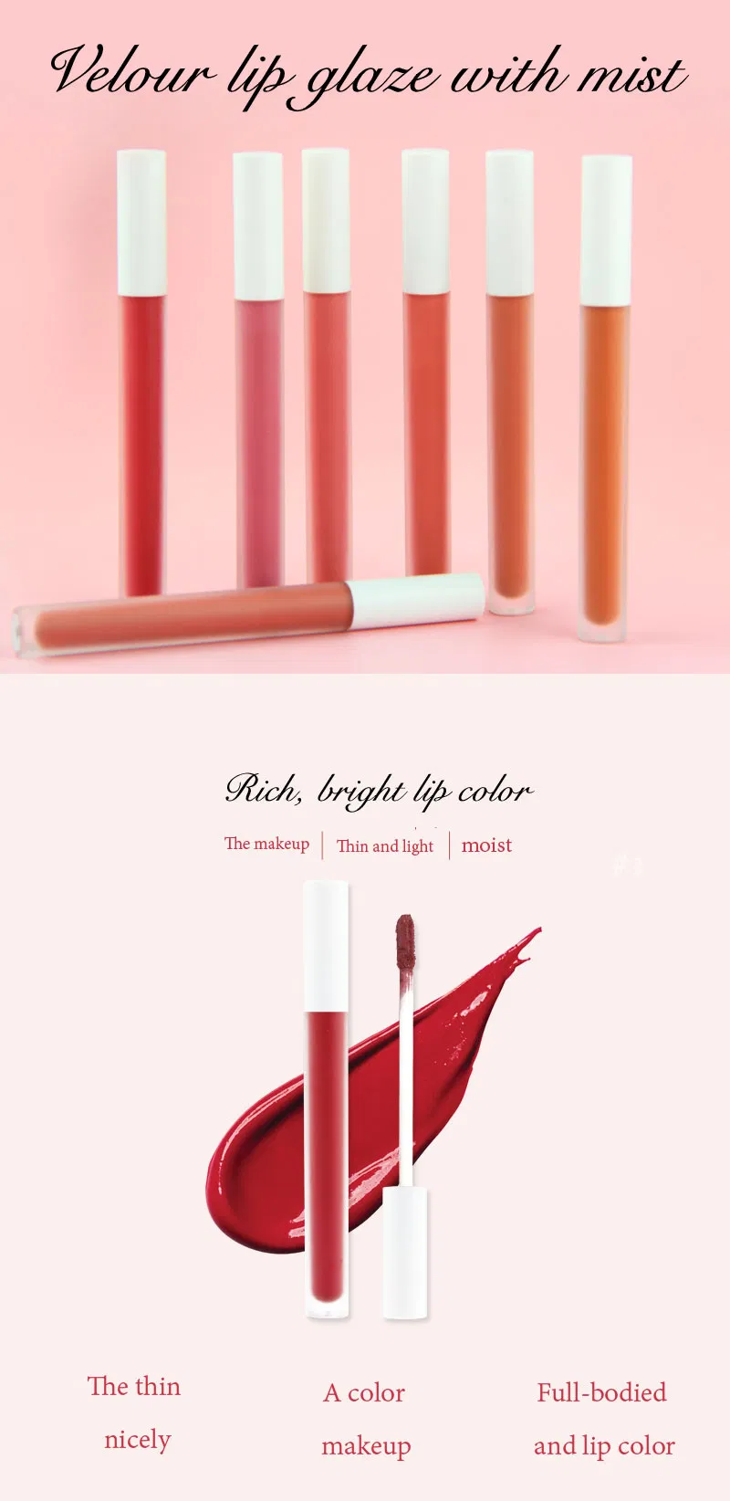 Wholesale Stock Custom Logo Vegan Cruelty Free Waterproof Soft Super Creamy Smooth Velvet Matte Lip Gloss Liptint
