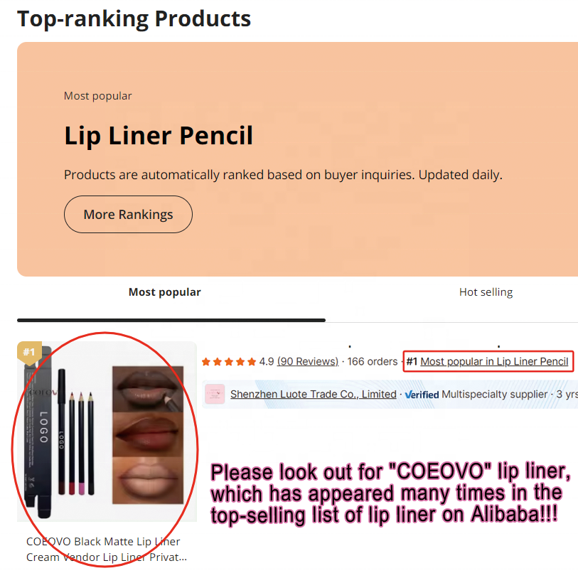 COEOVO Black Matte Lip Liner Makeup Cosmetics Cream Vendor Lip Liner Pen Private Label Brown Lip Liner Pencil