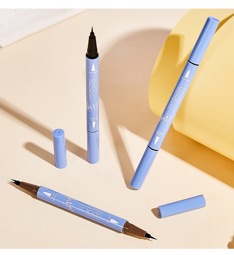 2-in-1 Eyeliner & Eyebrow Pencil: Waterproof 24H Long Lasting Eye Makeup with Forked Tip for 3D Natural Eyebrows - 1g+1g