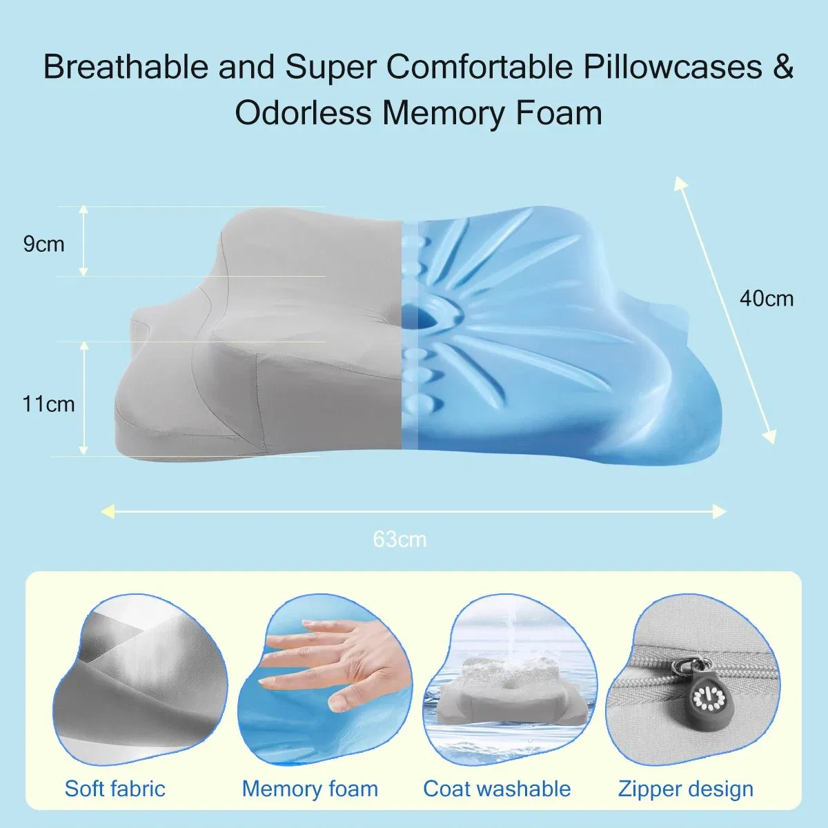 Ergonomic Cervical Pillow for Sleeping Orthopedic Support Pillows Odorless Contour Neck Pain Memory Foam Pillow