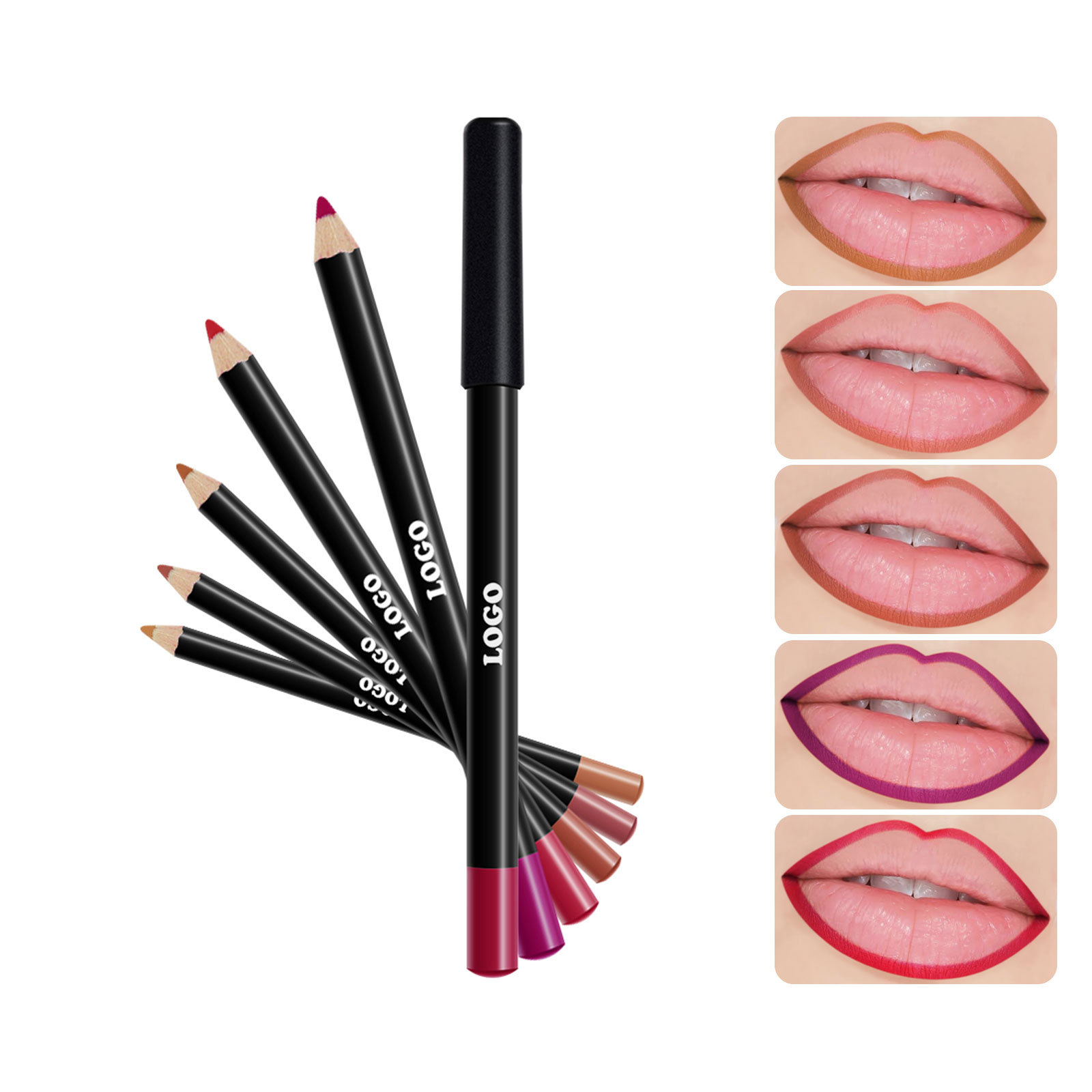 Matte Vegan Waterproof Makeup High Quality Private Logo Custom Pink Brown Lip Liner