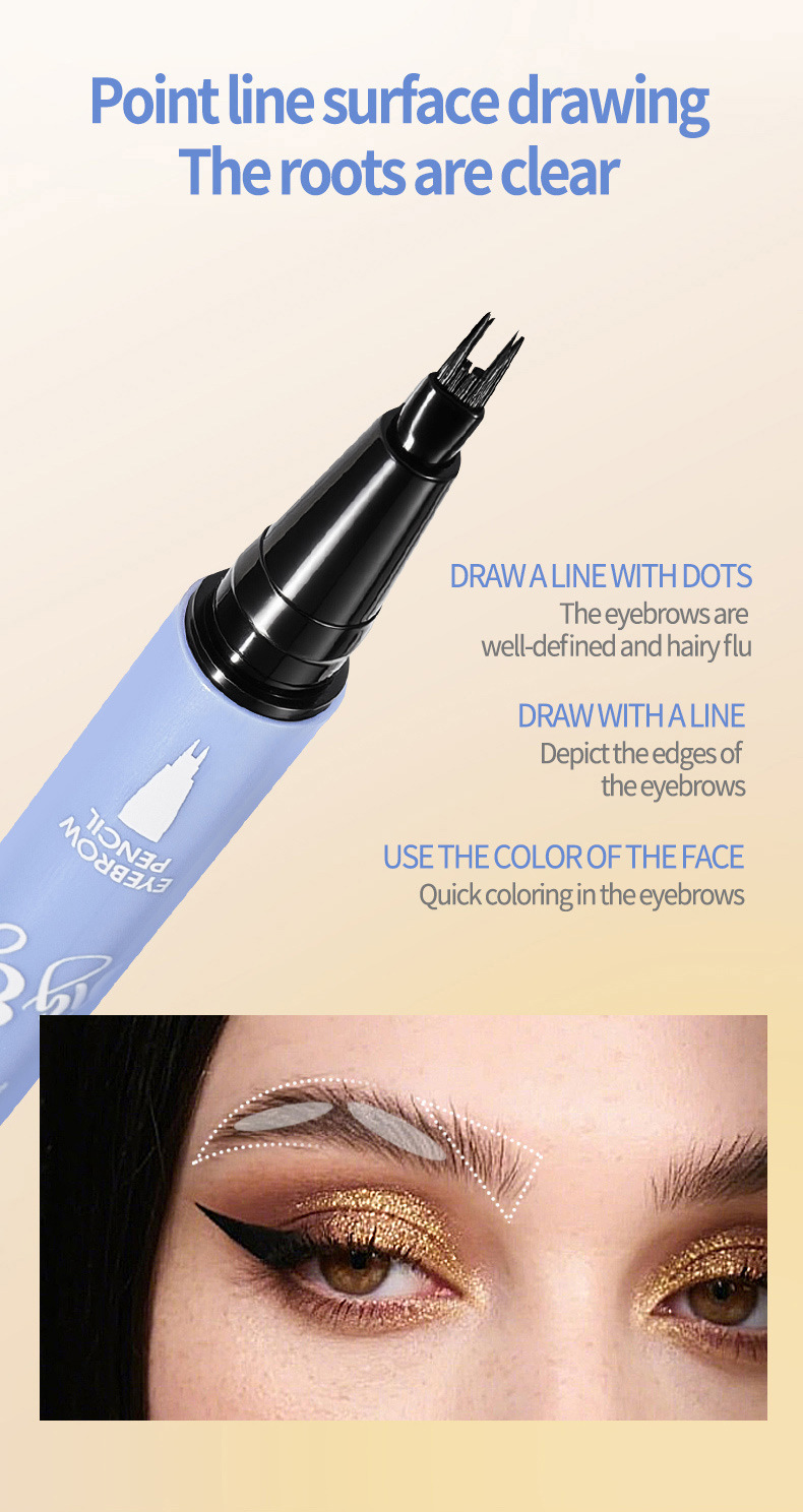 2-in-1 Eyeliner & Eyebrow Pencil: Waterproof 24H Long Lasting Eye Makeup with Forked Tip for 3D Natural Eyebrows - 1g+1g
