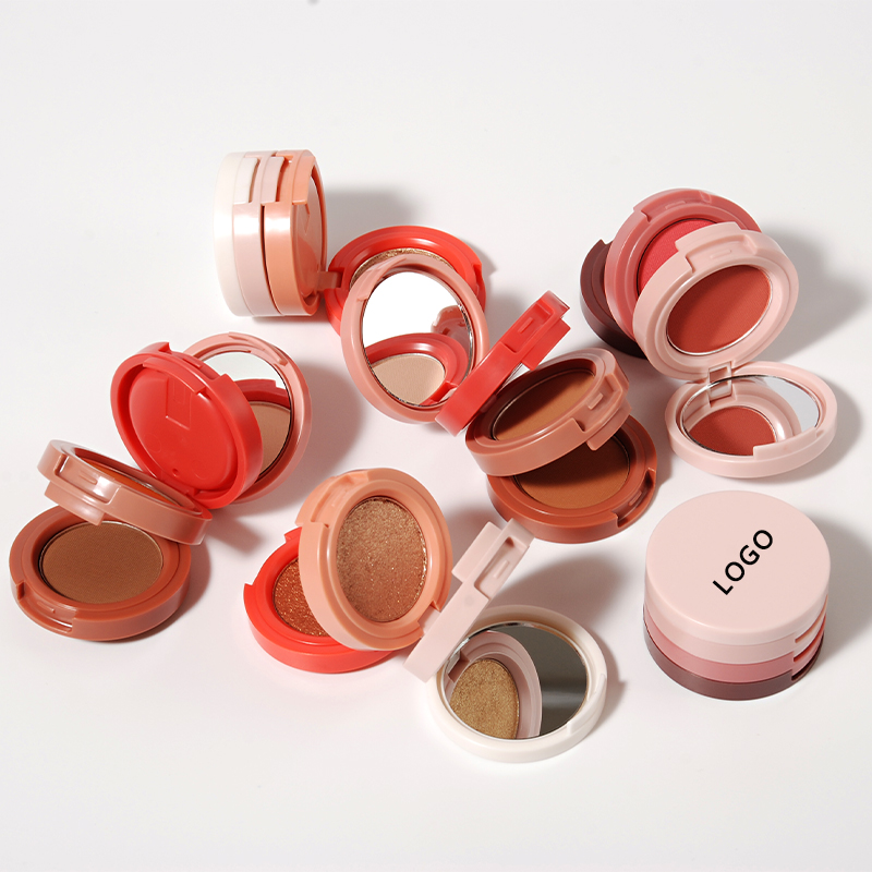 3 in 1Custom Logo Private Label Vegan Long Lasting High Pigment Pressed Powder Highlighter Blush Highlighter for Face Sculpt