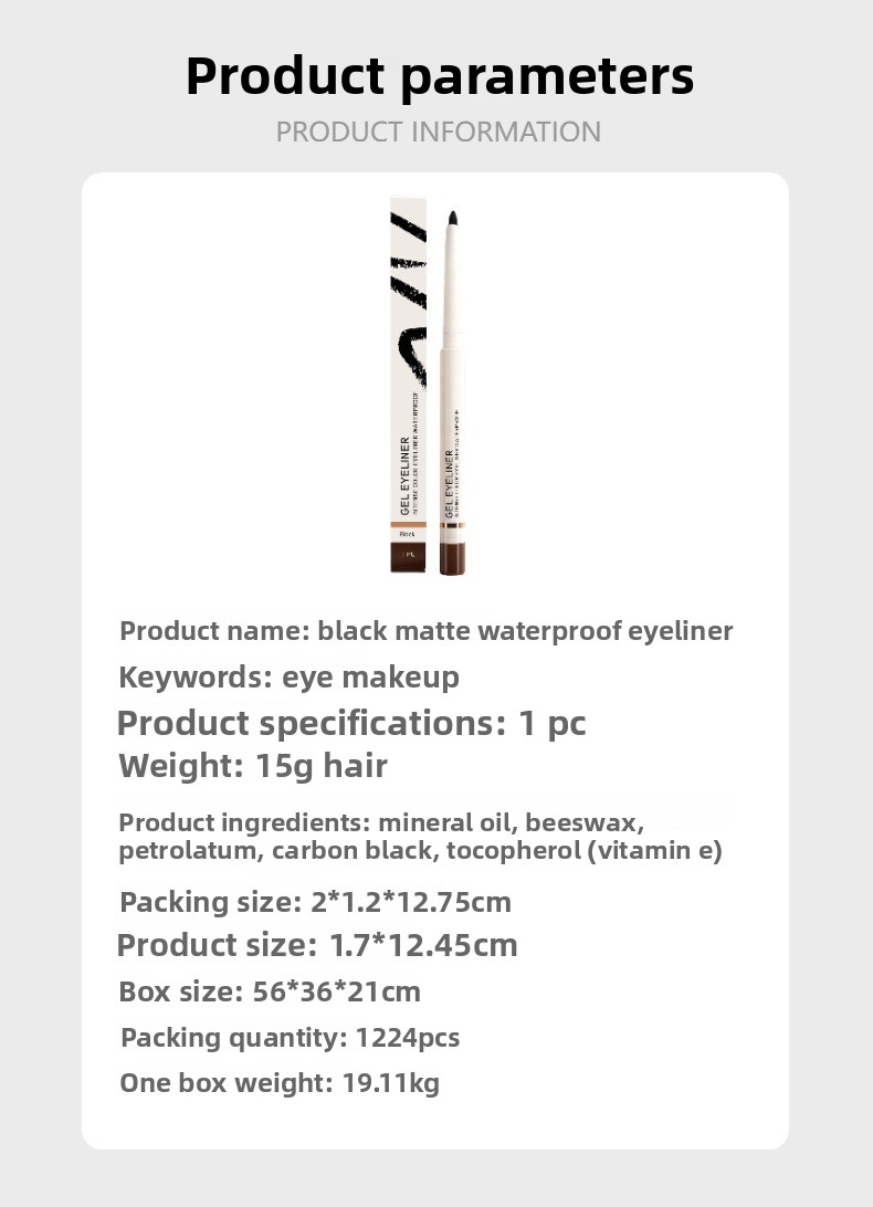 Black Matte Waterproof Eyeliner Pen Natural Application Non-smudging Smooth Tip Draws Sharp Eyeliner