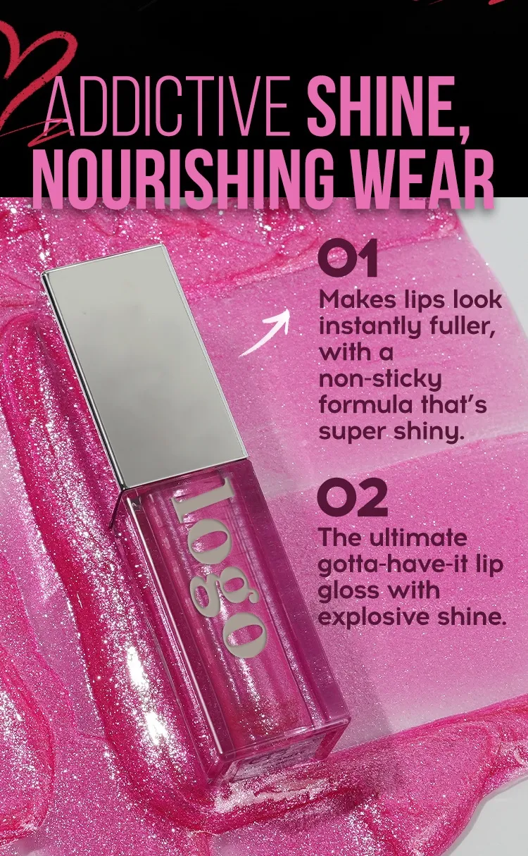 Makeup Vendor Professional Custom Shiny Finish Water-Light Glossy Glitter Lip Plumper Gloss