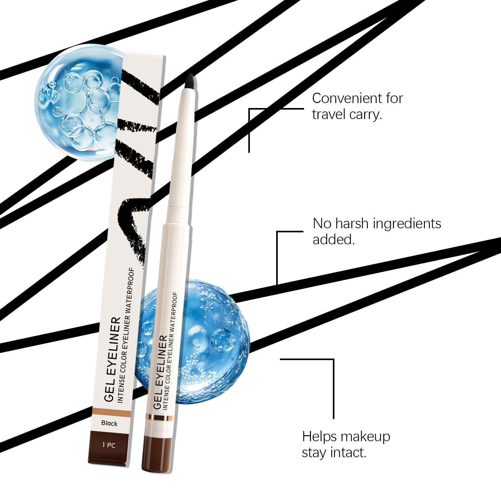 Black Matte Waterproof Eyeliner Pen Natural Application Non-smudging Smooth Tip Draws Sharp Eyeliner