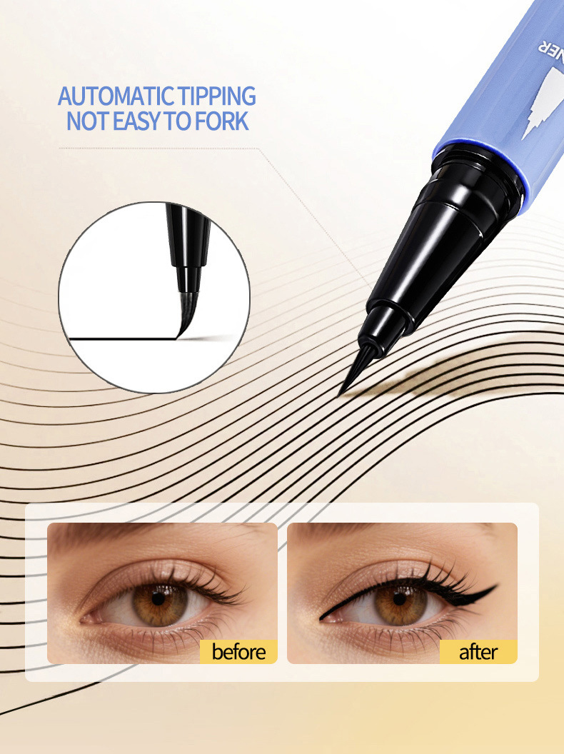 2-in-1 Eyeliner & Eyebrow Pencil: Waterproof 24H Long Lasting Eye Makeup with Forked Tip for 3D Natural Eyebrows - 1g+1g