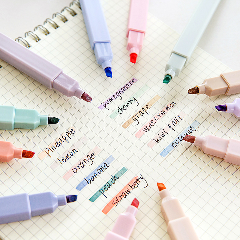 Free Sample Factory Custom Cheap Cute Fluorescent High Reflective Highlighter Rectangular Marker Pen Set for Promotional