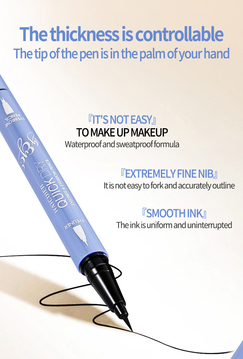 2-in-1 Eyeliner & Eyebrow Pencil: Waterproof 24H Long Lasting Eye Makeup with Forked Tip for 3D Natural Eyebrows - 1g+1g