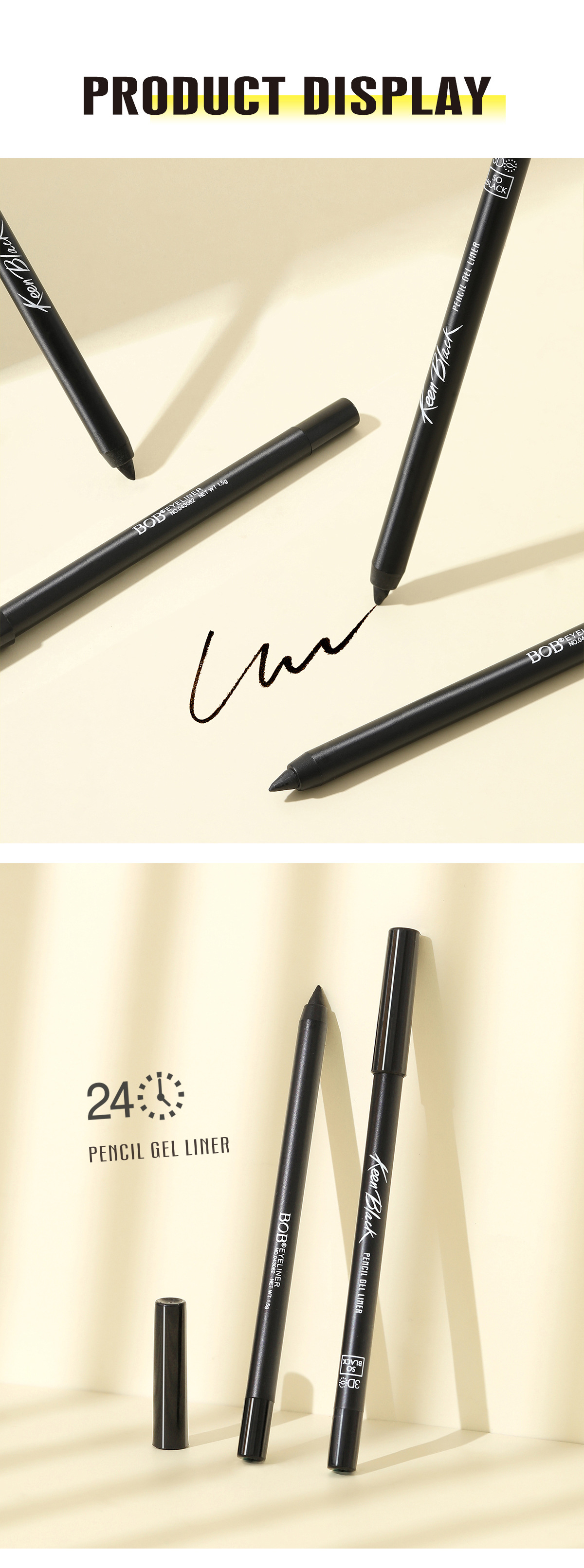 Private Label Waterproof Eyeliner Pencil Water-Proof Long-Lasting Makeup for Eye Use for Lady's Eyes Beauty Makeup