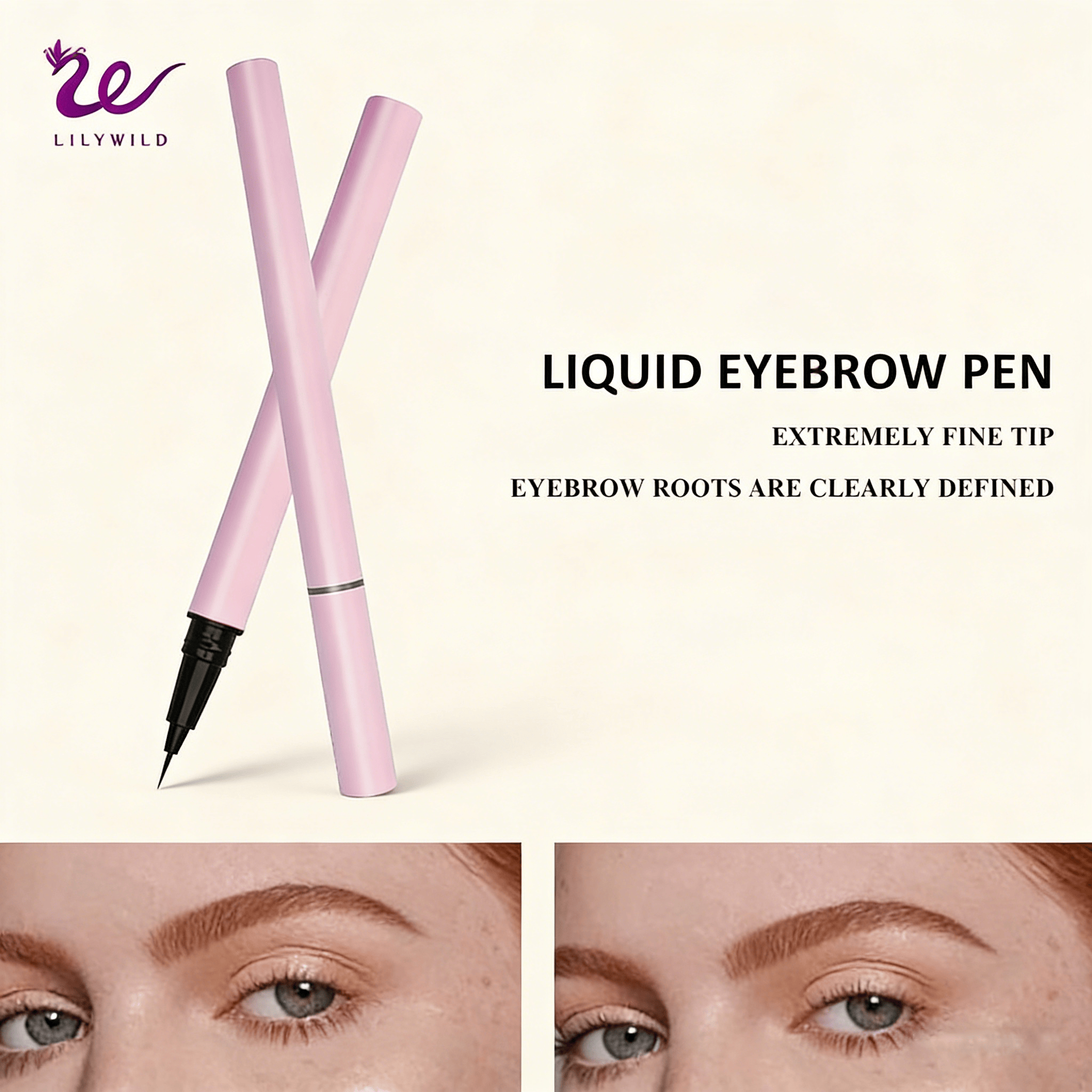 Lilywild Professional Liquid Eyebrow Pen Soft Waterproof Long-Lasting Sweat-Proof Vegan Formula for Bridal Photoshoot