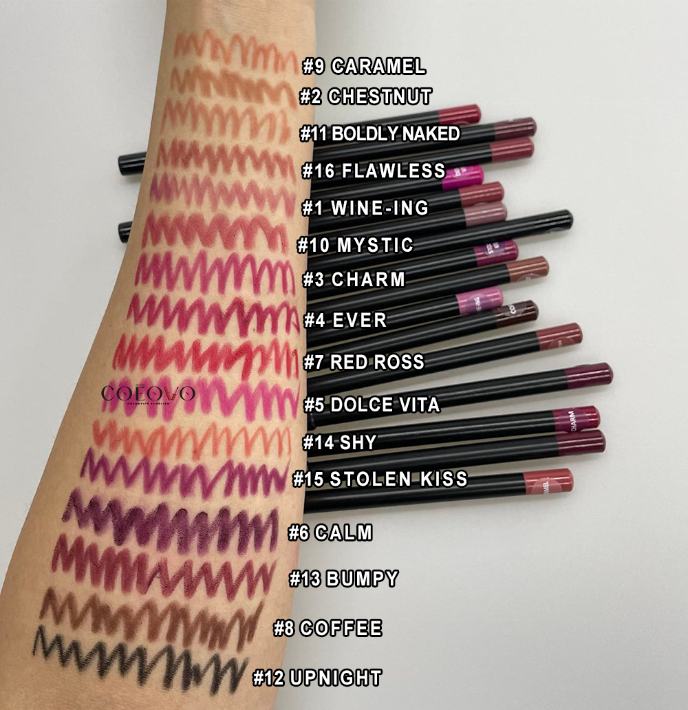 COEOVO Black Matte Lip Liner Makeup Cosmetics Cream Vendor Lip Liner Pen Private Label Brown Lip Liner Pencil
