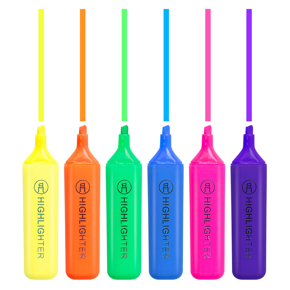KHY Pastel Jumbo Highlighters 6 Colors Display Stand Pen Set Non-Toxic Marker