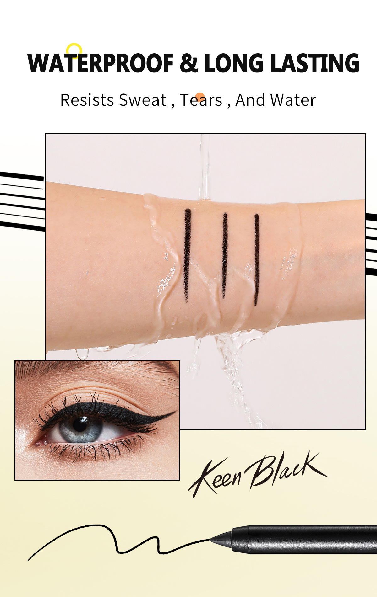 Private Label Waterproof Eyeliner Pencil Water-Proof Long-Lasting Makeup for Eye Use for Lady's Eyes Beauty Makeup