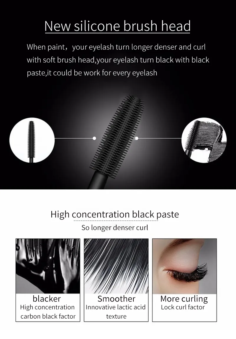Waterproof Long Lasting Natural Fiber Mascara Eye Lash Extension Mascara for Makeups