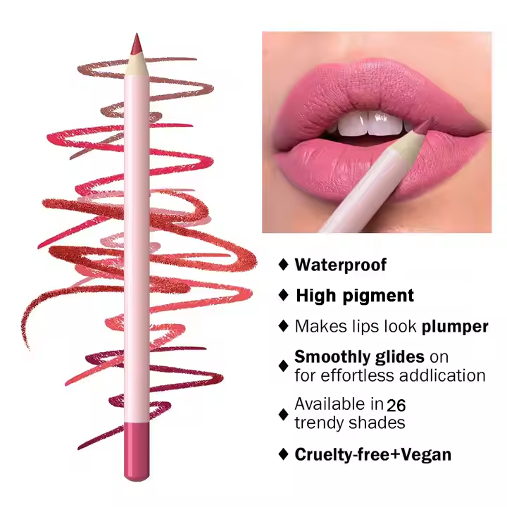 Pink Pencils Long Lasting Smudge Proof Brown Lip Liner Wholesale Custom Waterproof Vegan Creamy Lip Liner Private Label