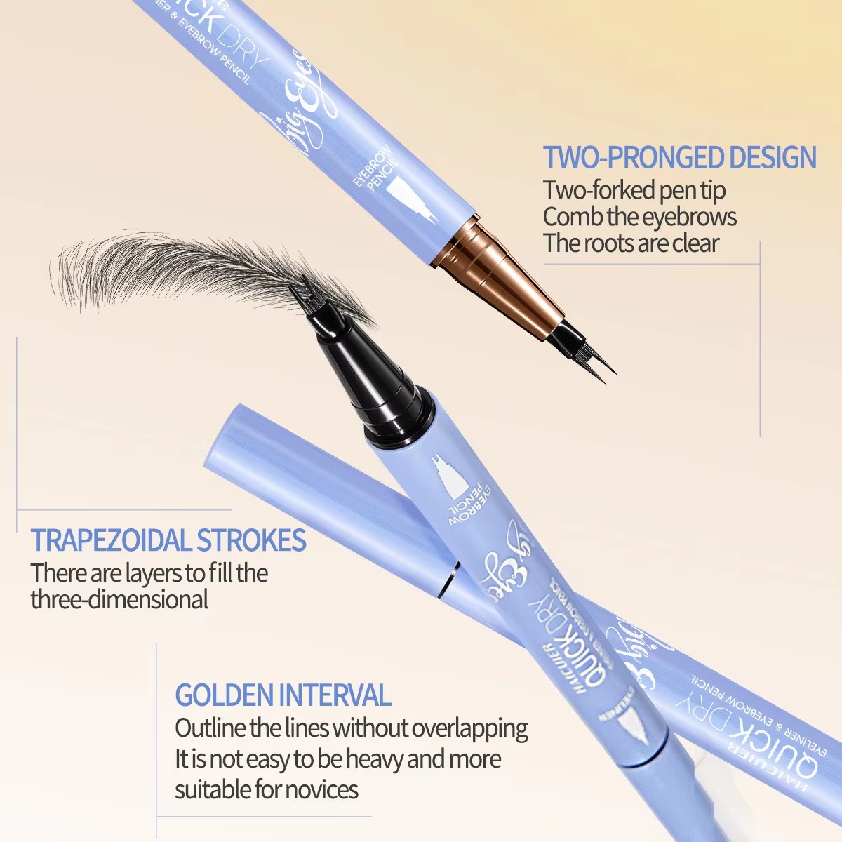 2-in-1 Eyeliner &amp; Eyebrow Pencil: Waterproof 24H Long Lasting Eye Makeup with Forked Tip for 3D Natural Eyebrows - 1g+1g