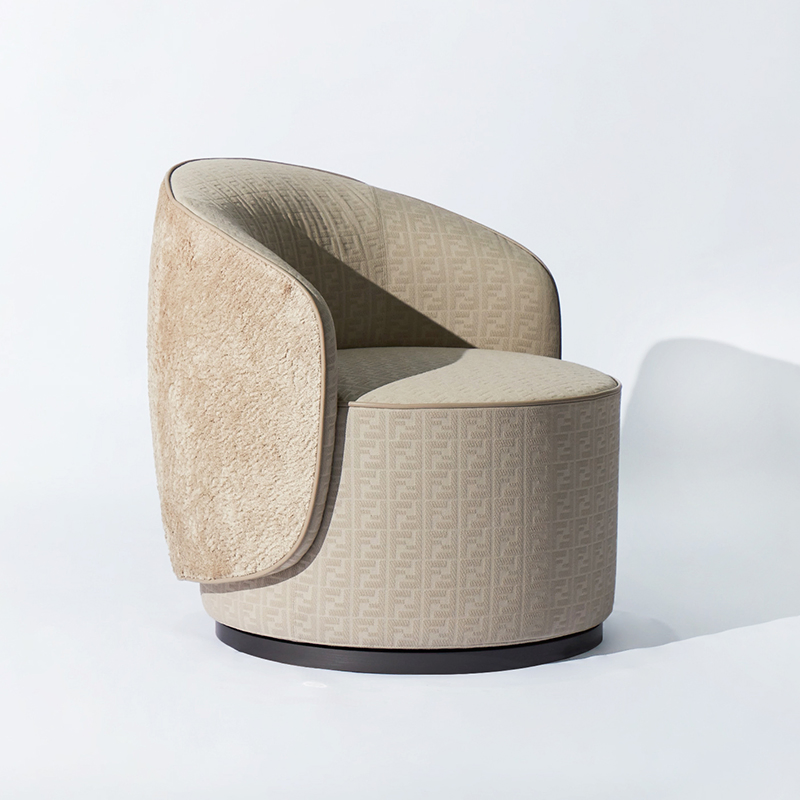 Luxury Design Plush Velvet Armrests Textured Fabric Seats Round Contour Chair for Relaxation Spaces