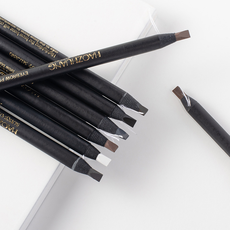 Private Label Custom Duckbill Wooden Eyebrow Brow Pencil Microblading Cosmetic Eyebrow Pencil 8 Colors