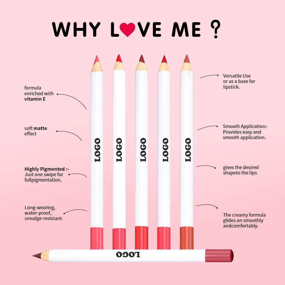 Matte Vegan Waterproof Makeup High Quality Private Logo Custom Pink Brown Lip Liner