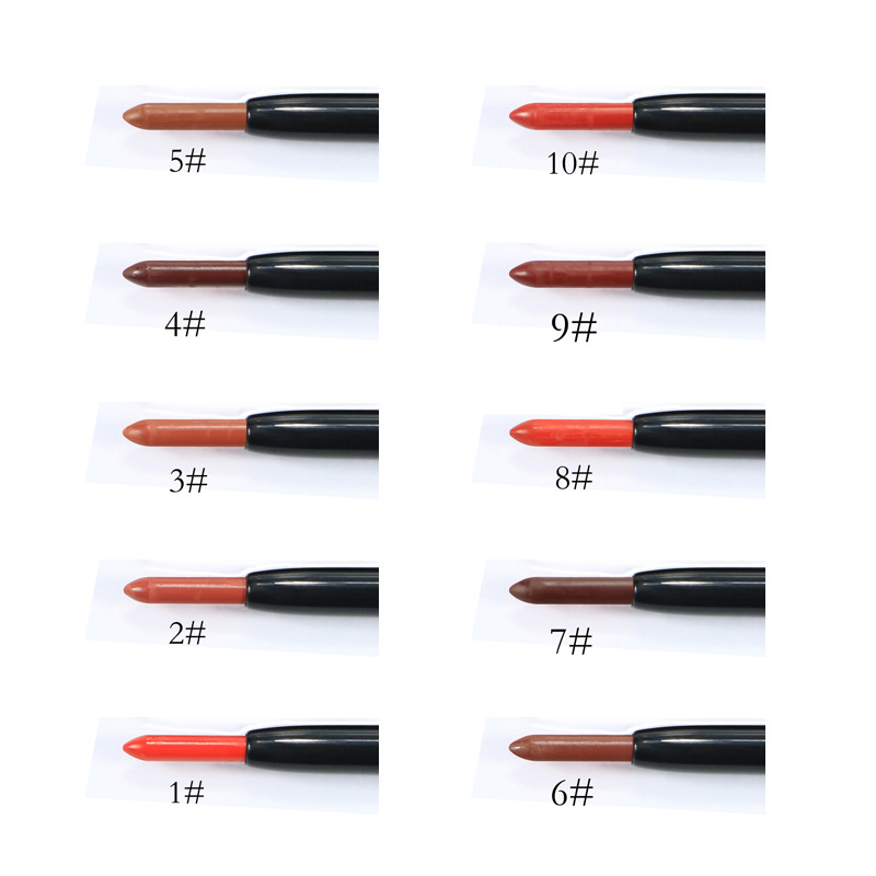 Dark Brown Creamy Waterproof Lip Liner Vegan Custom logo White Lip Liner with Sharpener Lipliner