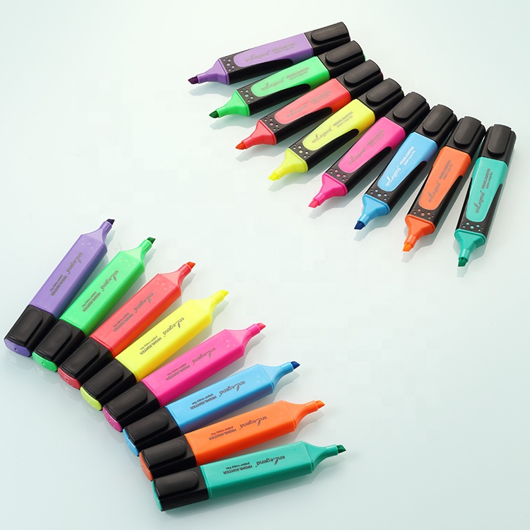 Modern Elegance Square Barrel Design, 12-Pack Highlighter Marker Pens for Stylish School and Office Essentials