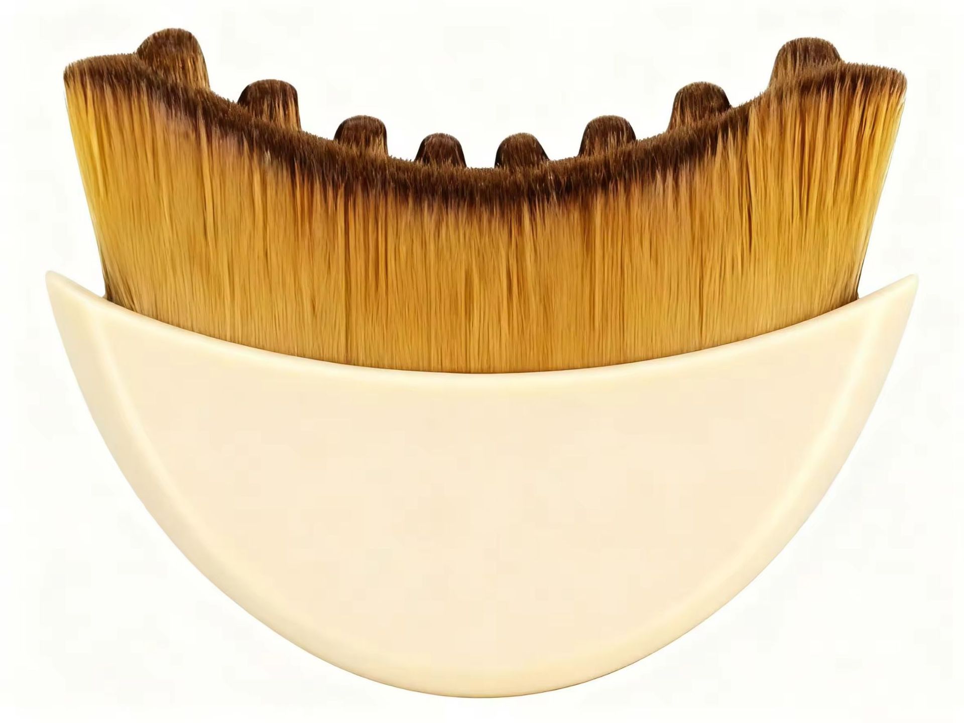 Synthetic Hair Lymphatic Contour Face Brush for Eye and Neck Care with Gold Comfortable Handle Eyebrow Pencil Compatible
