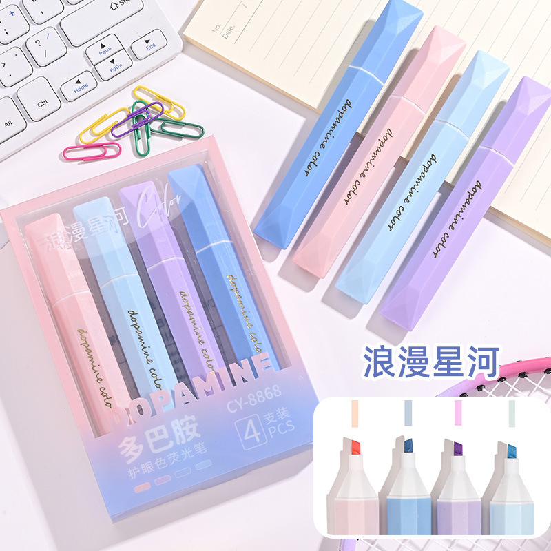 Wholesale Fashion Cute 4 Color Students Pastel Big Tip Highlighter Marker Pen Set