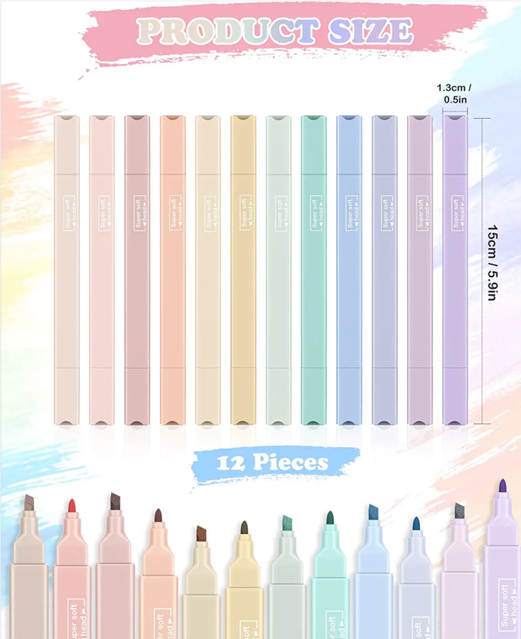 6 8 12 Pieces Aesthetic Bible Highlighters Pens No Bleed with Chisel Tip Pastel Markers Multicolor Marker Set