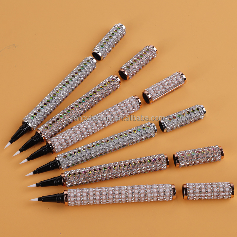 Wholesale Vegan Matte Black Color Waterproof Eye Pencil Luxury Diamond Eyeliner Pencil Private Label