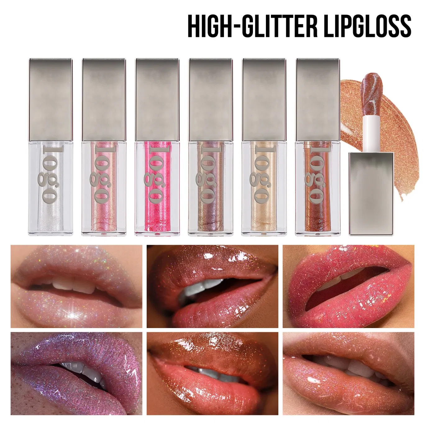 Makeup Vendor Professional Custom Shiny Finish Water-Light Glossy Glitter Lip Plumper Gloss