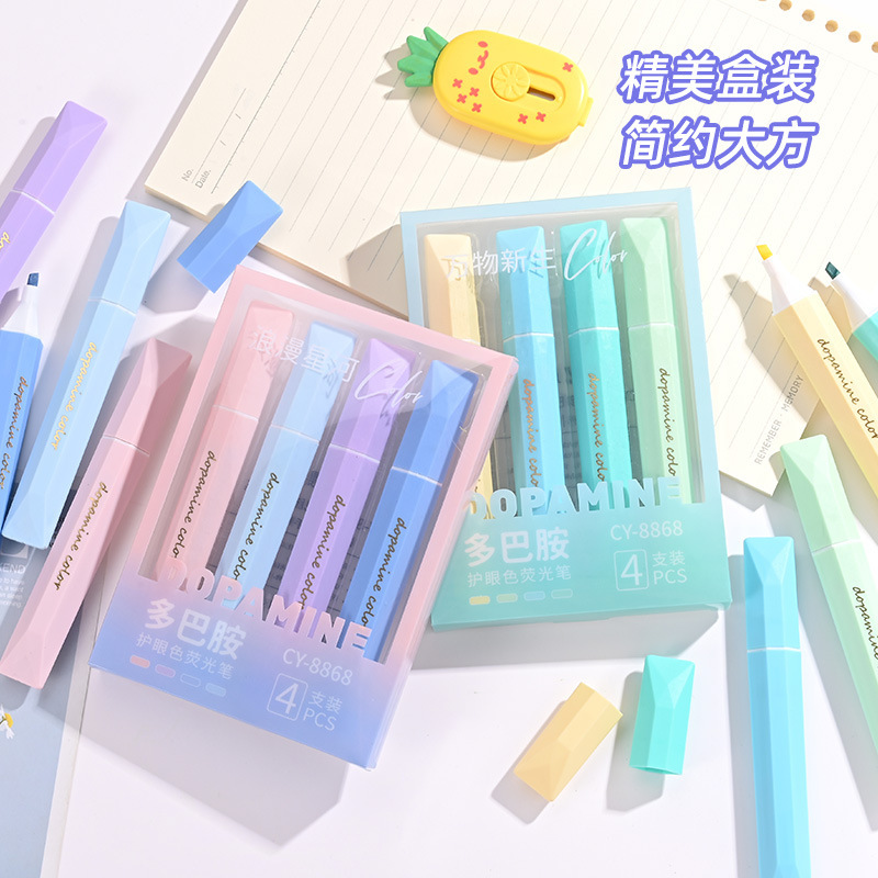 Wholesale Fashion Cute 4 Color Students Pastel Big Tip Highlighter Marker Pen Set